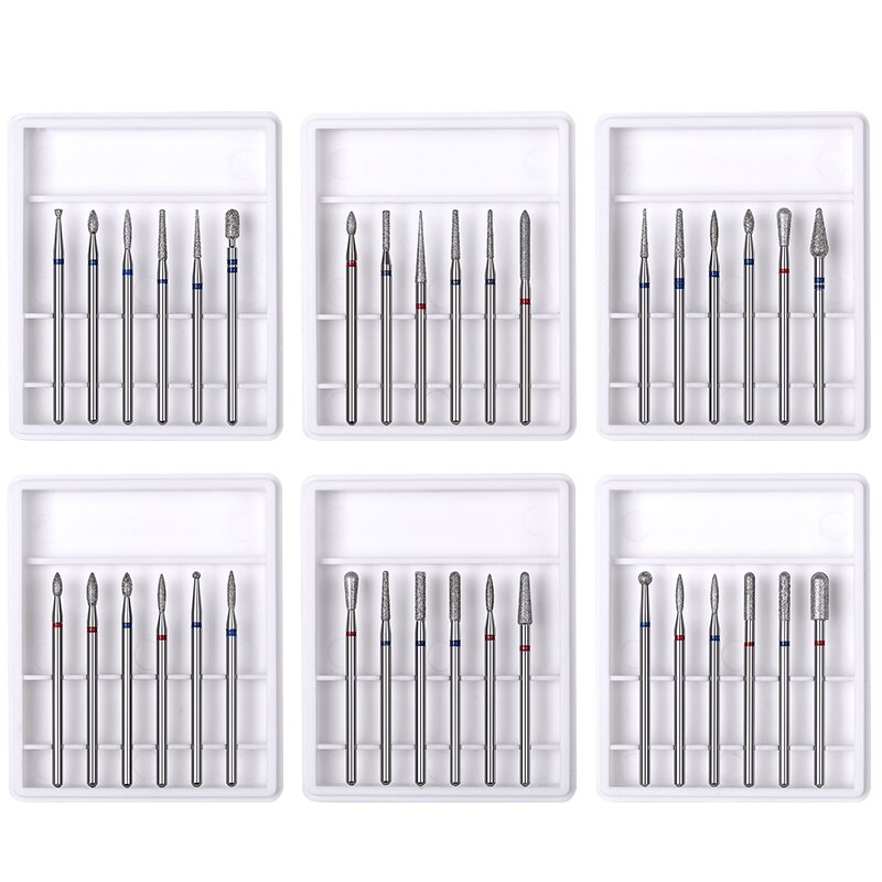 6 Stuks Nagel Boor Set Voor Elektrische Frezen Pedicure Manicure Machine Nail File Slijpen Hoofd Nail Tool Accessoires