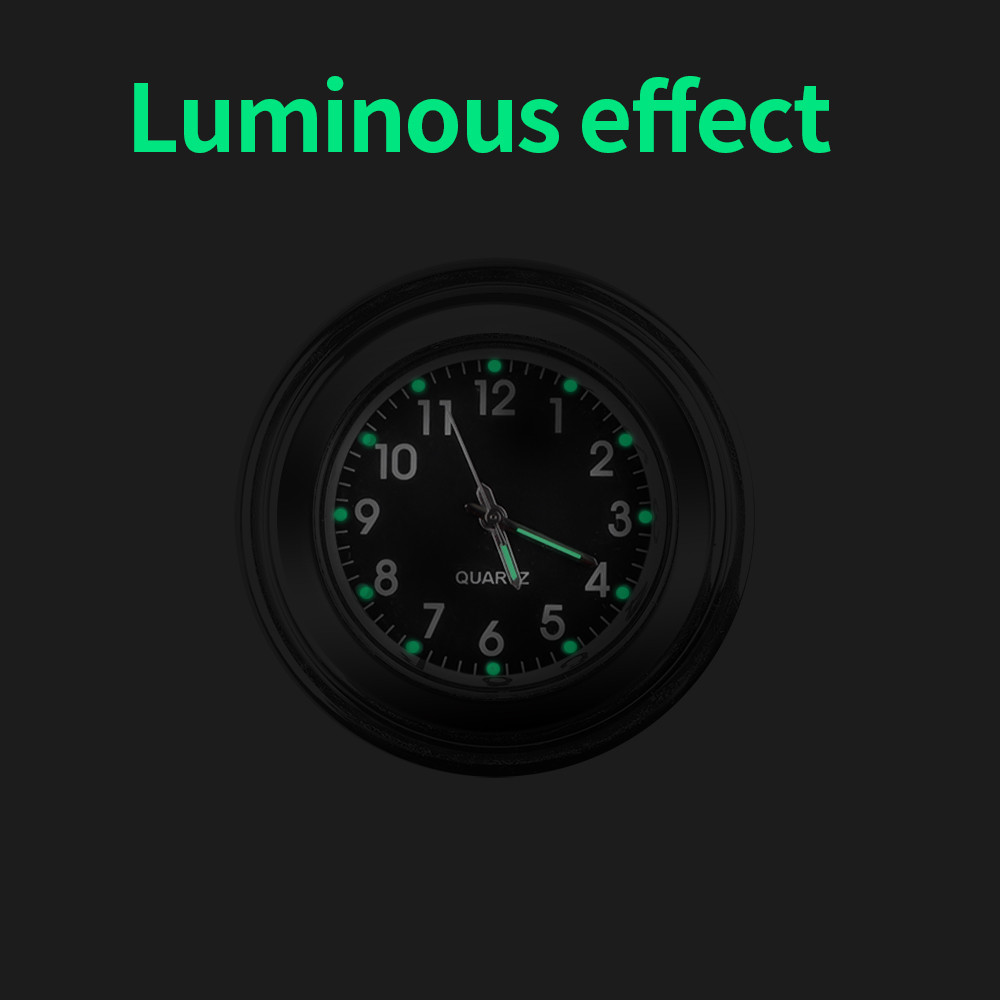 Aluminum Quartz Watch Luminous Clock Handlebar Mount for Motorcycle Scooter Bicycle Handlebar Waterproof Time Display Universal