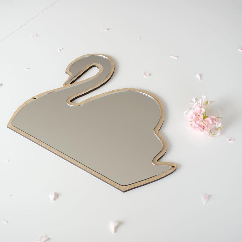 Decoración Para el hogar, espejo de pared con de unicornio, espejo acrílico para la habitación de los niños bebés, decoración creativa, para niños: Swan