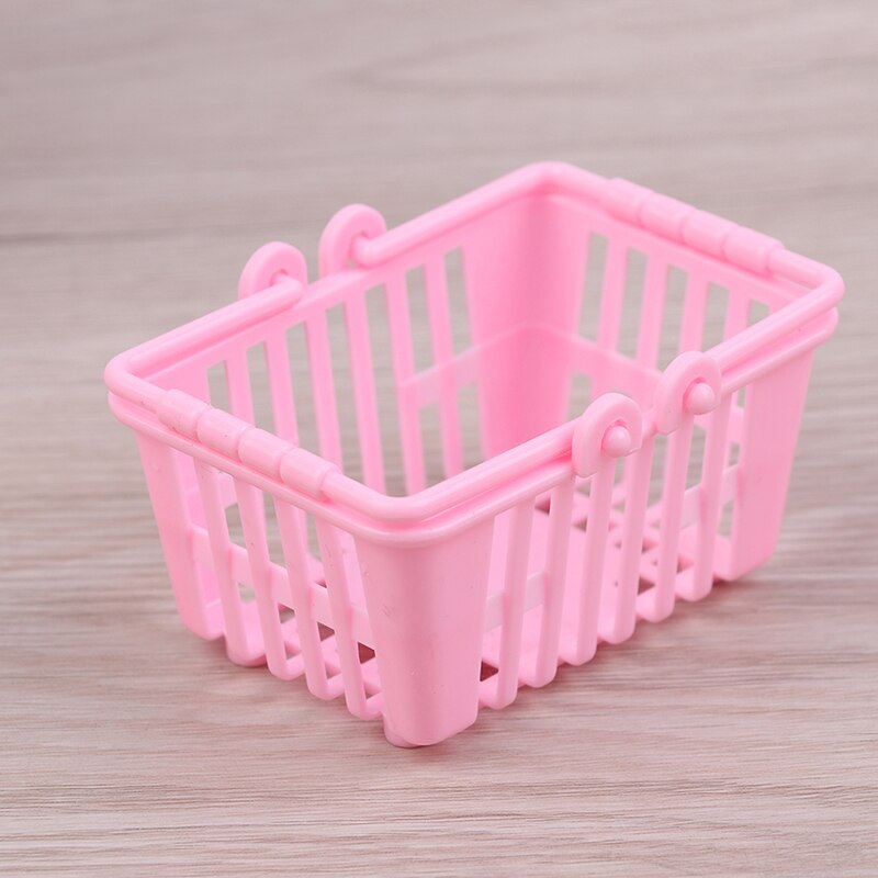 Nuovo Carrello Giochi Di Imitazione Giocattoli per Bambini mini Supermercato shopping Cesto di Mano Modello di Casa di Bambola Mobili in Miniatura: Colore rosa
