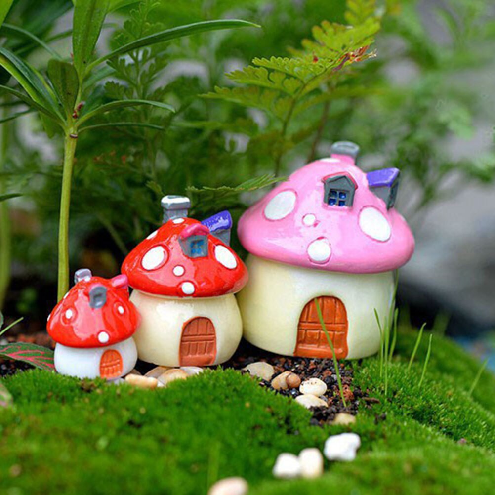 3 Sizes DIY Resin Fairy Garden TOY Mini house toy mushroom Castle Cute toy