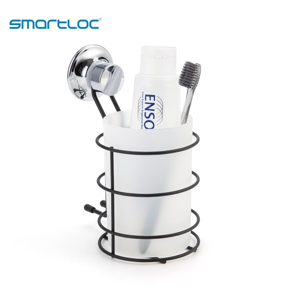 Smartloc Vacuum Suction Iron Wall Mounted Tumbler Holder Bathroom Accessories Organizer Bath Shower Storage Container