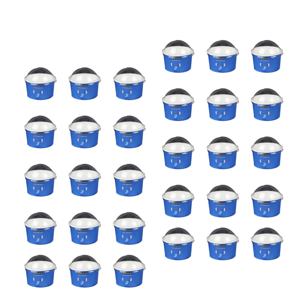 100 Stuks 85/200Ml Wegwerp Ijs Papieren Cup Cup Met Half Cover Dessert Cake Cup Kom (blauw): Blue