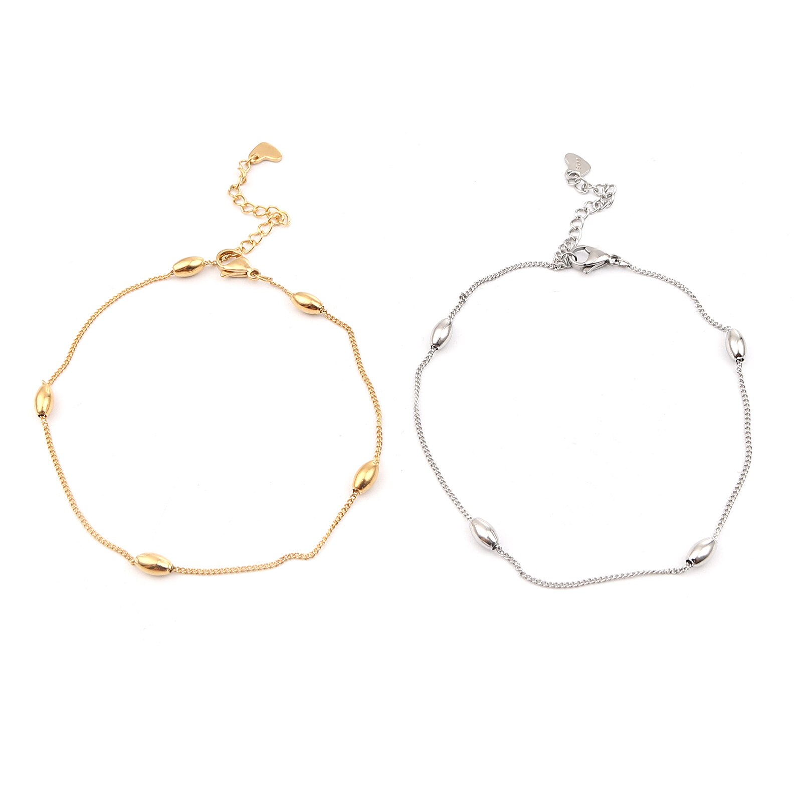 Mode 304 Rvs Enkelband Voor Vrouwen Gouden Kleur/Zilver Kleur Enkelbandje Armband Op De Hand Lover Sieraden , 1 Stuk