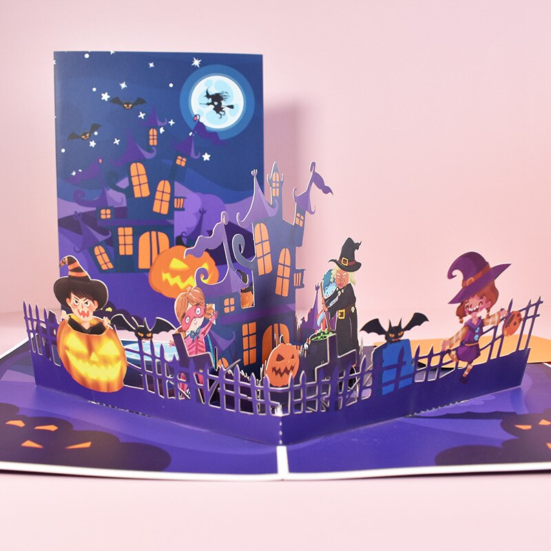 Cartoline di Halloween pop-su 3D per regalo per bambini biglietti d'auguri di zucca di giorno di doni divertenti cartolina di Halloween