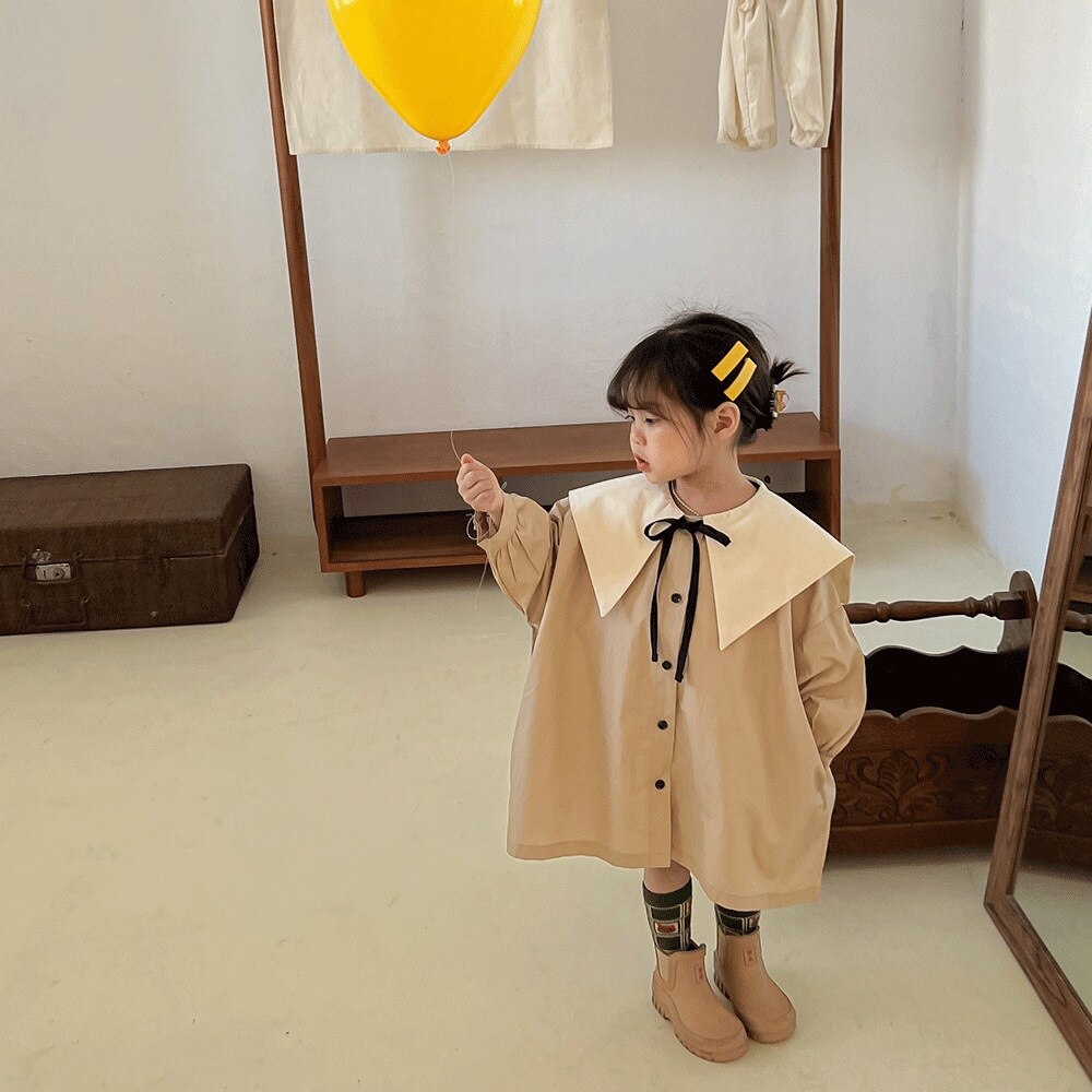 1160D Cardigan per abiti da ragazza cappotto allentato per ragazze primaverili e autunnali colletto rovesciato abito da ragazza cappotto da College