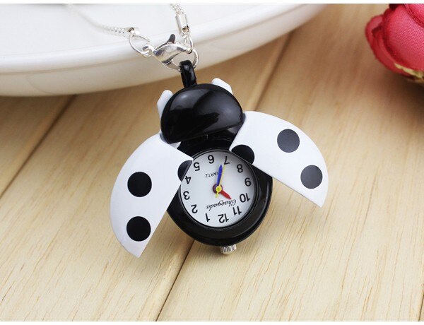 Popular Mixed Bulk 1pcs Color Ladybug Necklace Pendant Watches: White
