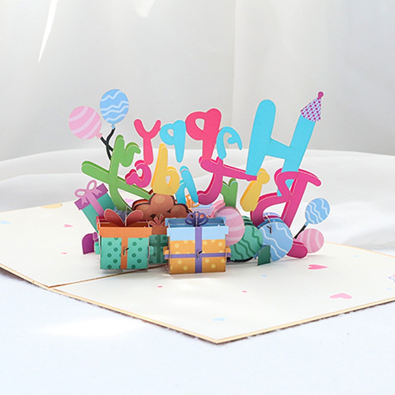 Great Cards Presents for Families Partner Classmates Birthday Greeting Small Kits 3D Greet Cards 15cm Width