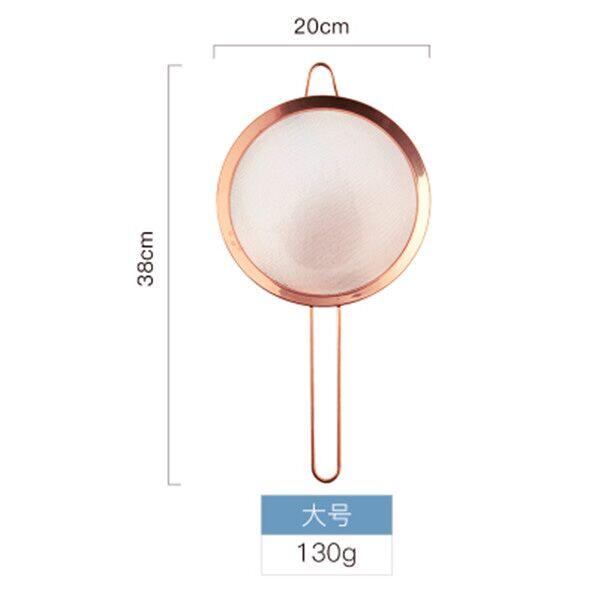 Kitchen Stainless Steel Strainer Cooking Oil Flour Filter Sifter Tea Strainer Rose Gold Colander Kitchen Tools Accessories 1PC: Large rose gold
