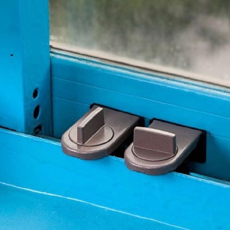 2Pcs Window Lock Sliding Sash Stopper Cabinet Position Limit Spacer Doors Security Anti-theft Lock Wedge With Rubber Cover E7CB