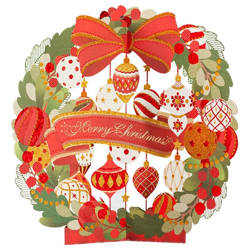 Feliz navidad tarjetas 3D UP rojo navidad de Navidad decoración de invierno cortado Año