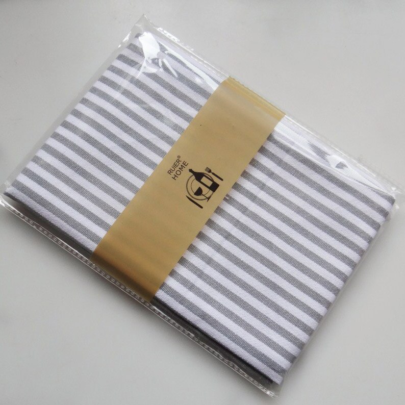 Keittiö puuvilla pellava lautasliina kangas ristikko raita paksuuntua juhla häät ravintola kulutusta kestävä tausta pöytä koristeellinen: Harmaat raidat