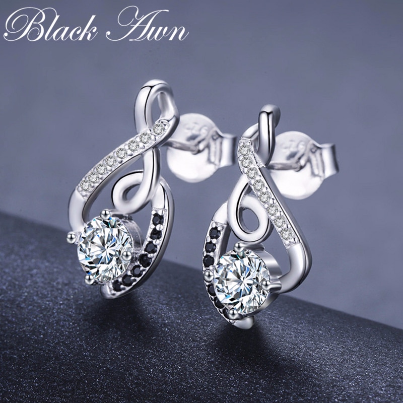 Classic 2.2g 100% Genuine 925 Sterling Silver Female Earring Fine Jewelry Vintage Wedding Stud Earrings for Women T006