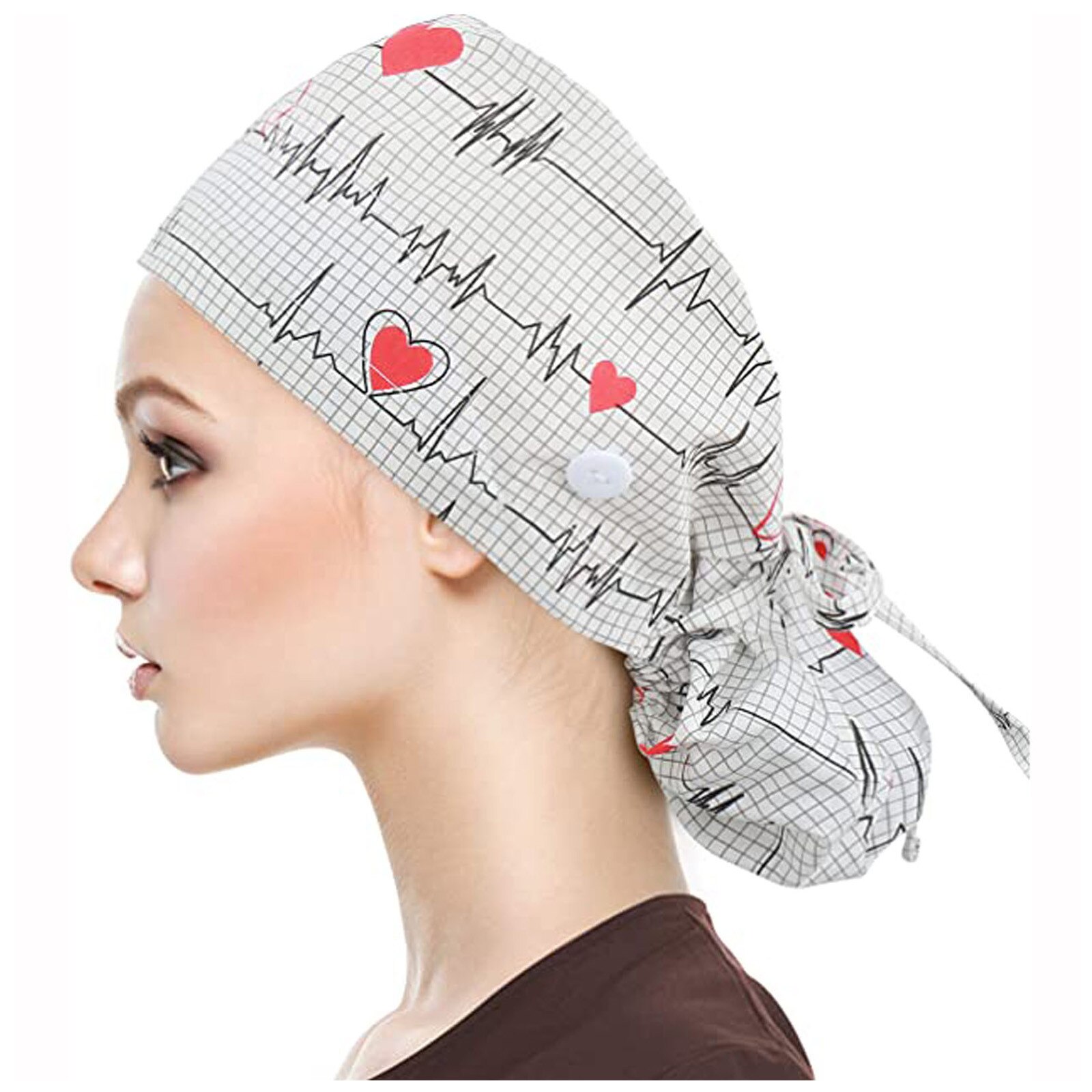 Gorro sanitario AB14 para hombre y mujer, Gorro sanitario con banda para el sudor, estampado de Enfermera, unisex