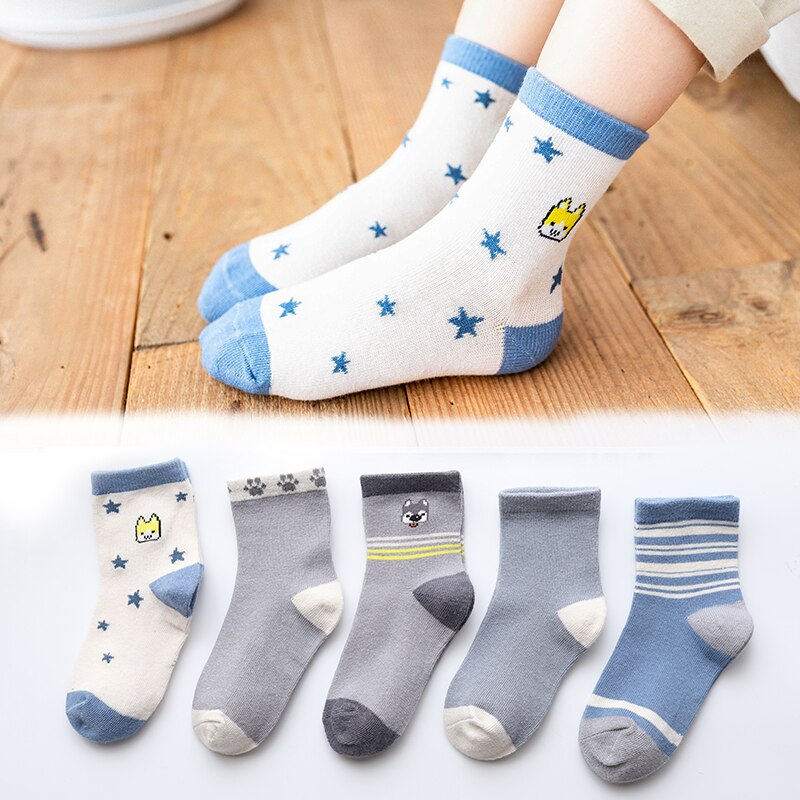 HIPAC 5 Paare Neugeborenes Baby Socken freundlicher Mädchen Jungen Winter Socke Paar für Kleinkind Jungen Mädchen Baumwolle Baumwolle Sterne Druck zubehör