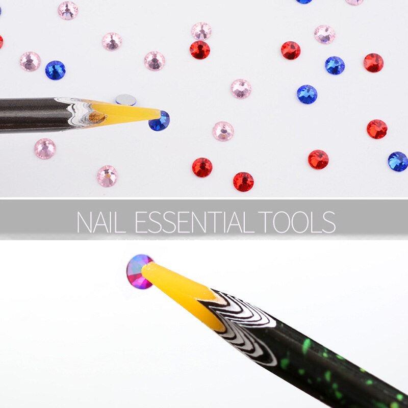 5 stk voksprikkepen blyant rhinestone picker værktøj farveblyant pick up pen nail art manicure prikke værktøj tilfældig farve