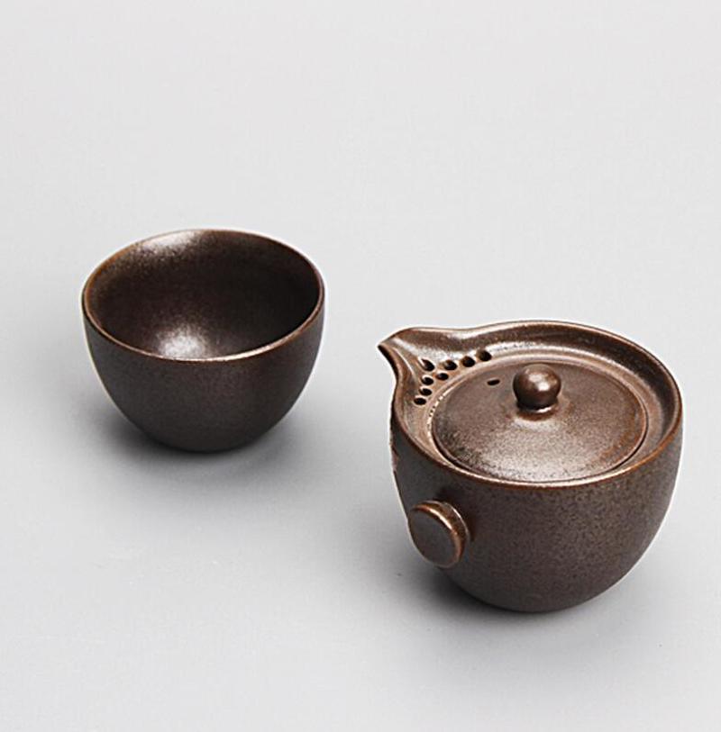 Kinesiska resor 1 kanna 1 koppar porslin tekanna set kung fu te set keramik bärbar tekopp gaiwan vattenkokare te koppar mugg