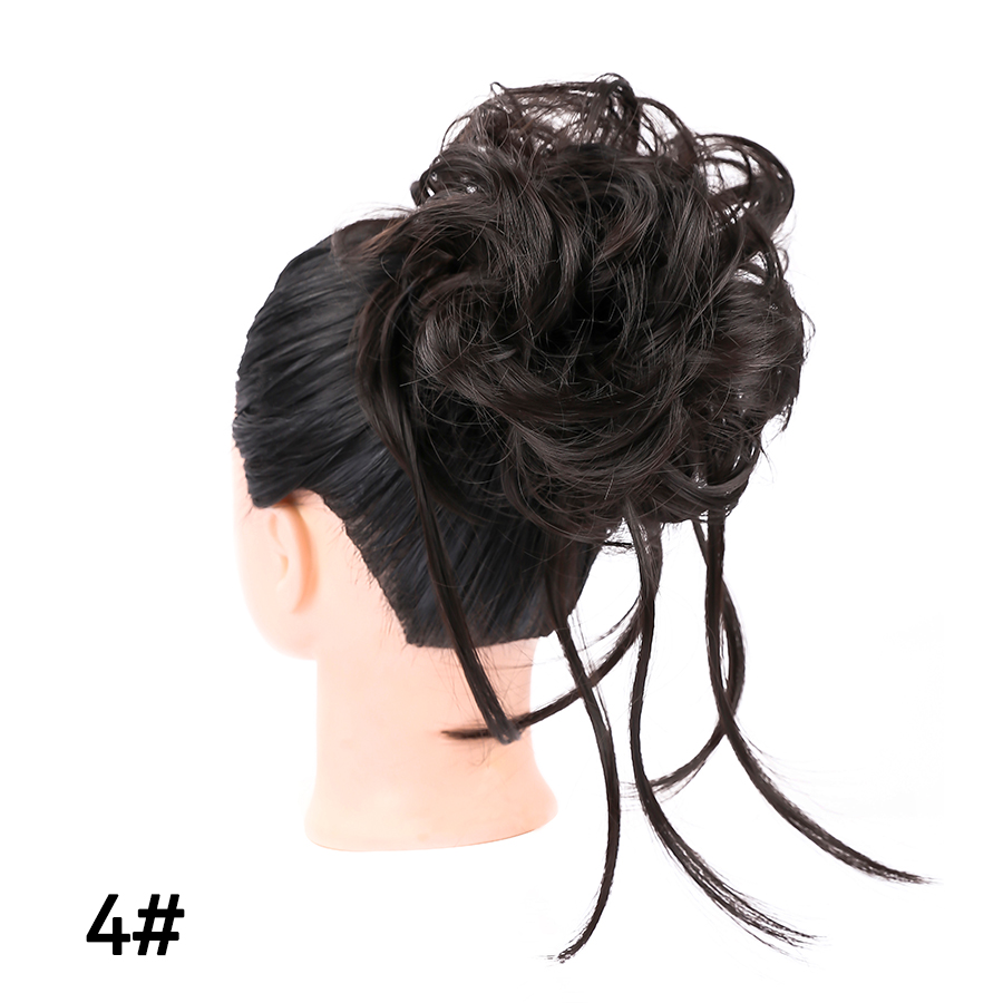 Messy Synthetic Hair Bun Scrunchy Donut Wavy Updo Elastic Scrunchie Hair Pieces Bridal Hairpiece Easy Bun Updos For Women Kids