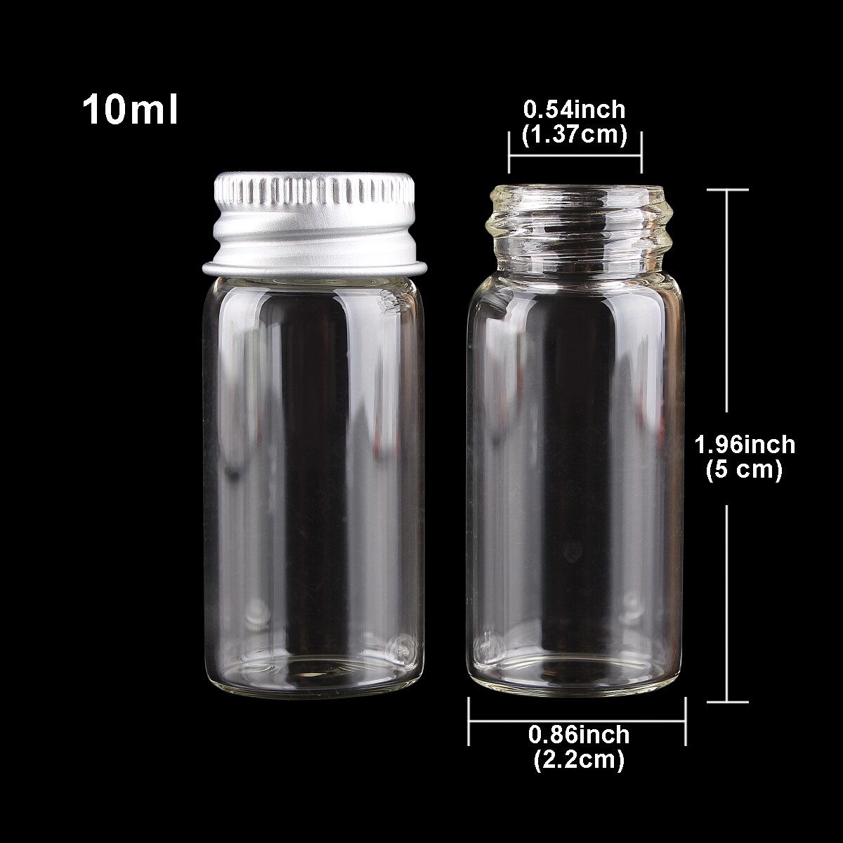 10 piezas de botellas de vidrio de 5ml/6ml/7ml/10ml/14ml/18ml/20ml/25ml/30ml con tapas de aluminio, Mini tarros de vidrio pequeños, 9 tamaños, selección en U: Azul