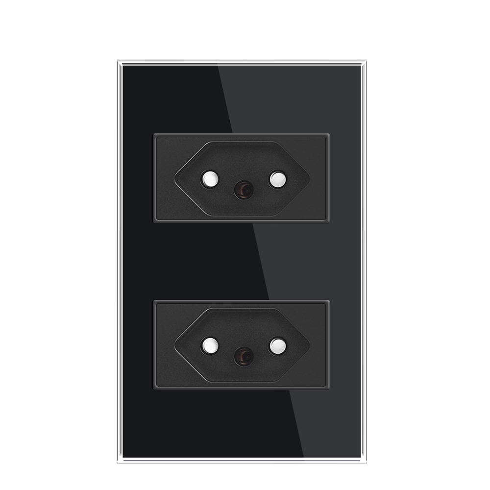 Brasilien 10a 20a Steckdose 2 Stifte See AC 118 mm * 72 mm gehärtete Glassteckdose mit USB und Typ-C, BR USB-Wandsteckdose: Typ6 / 85-220 V