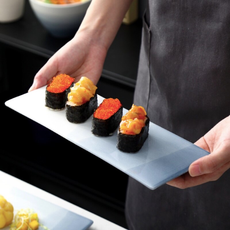 Ceramic Platter Storage Tray Sushi plate Rectangle Shape Candy Trinket Jewelry Fruit Serving Tray Restaurant Desert Tableware
