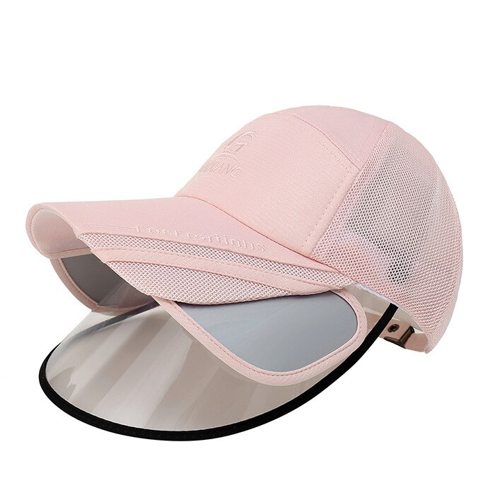 Sun Visors for Women Men Face Cover Protection Sun Shield Visor Hats Adjustable Long Visor Brim Face Shield Anti-Droplet Unisex: Pink