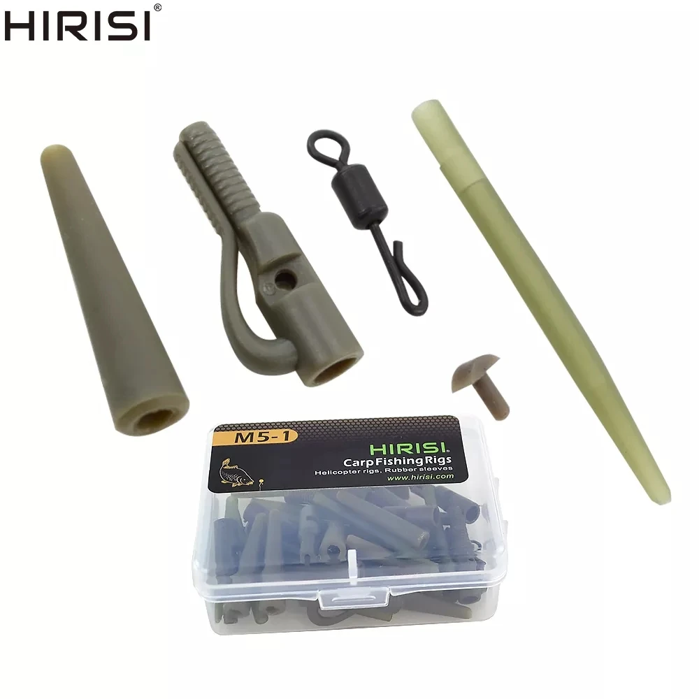Hirisi Pinzas de plomo de seguridad para pesca de carpa, cono de goma de cola, manga antienredos, eslabones de cambio rápido, accesorios de pesca, M5-1 de aparejo, 40 piezas