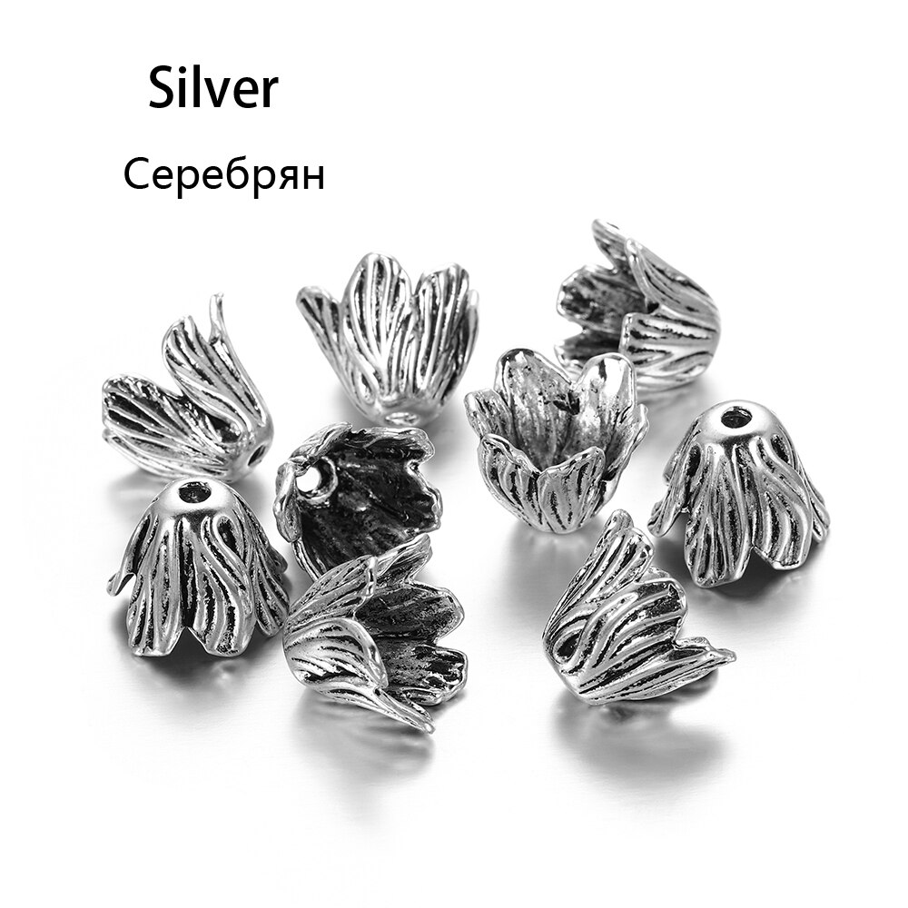 2 sztuk/partia Alloy starożytny złoty różne kształty kwiat koraliki czapki zaślepka złącza dla DIY kolczyki tworzenia biżuterii Accessroies: Ancient Silver 3