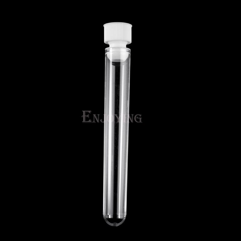 10Pcs/Pack 15x100mm Transparent Plastic Test Tubes Lab Test Tool With Screw Cap Test Tube