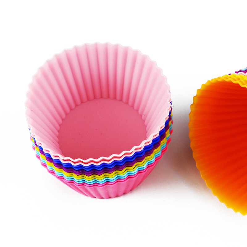 12 kpl/setti silikoninen kakkumuotti pyöreän muotoinen muffinssi cupcake leivontamuotti keittiön ruoanlaitto leivonnaisten valmistaja tee itse kakun koristelu työkalut