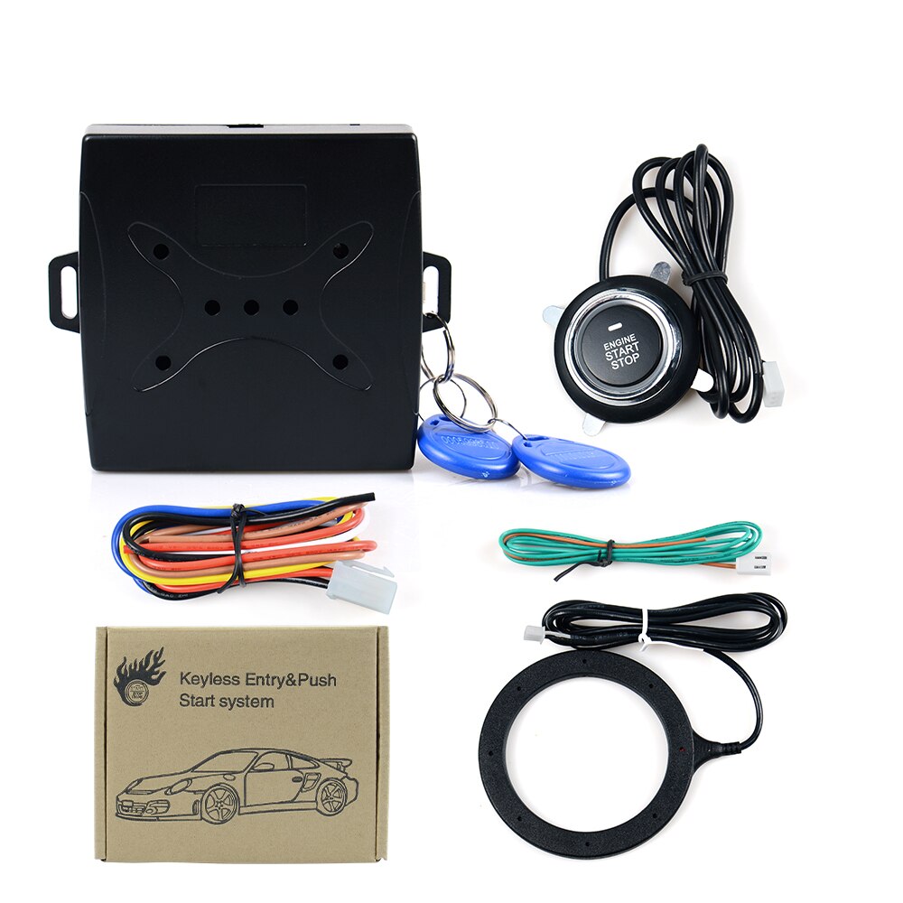 Newest Car start stop button Engine system push button keyless entry system 12v car alarm system: Car Alarm B