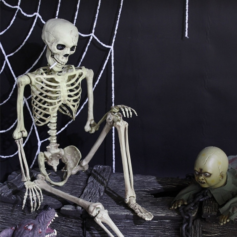 40cm Halloween Skeleton Plastic Human Skeleton Anatomical Model Skeleton for Halloween Party Haunted House Decoration Props Toys