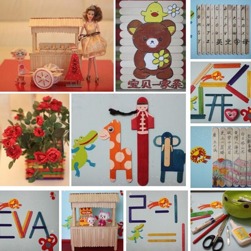 50Pcs/lot Wooden Popsicle Stick Kids Hand Crafts Art Ice Cream Lolly Cake DIY Making Funny Lollipop Popsicle Sticks
