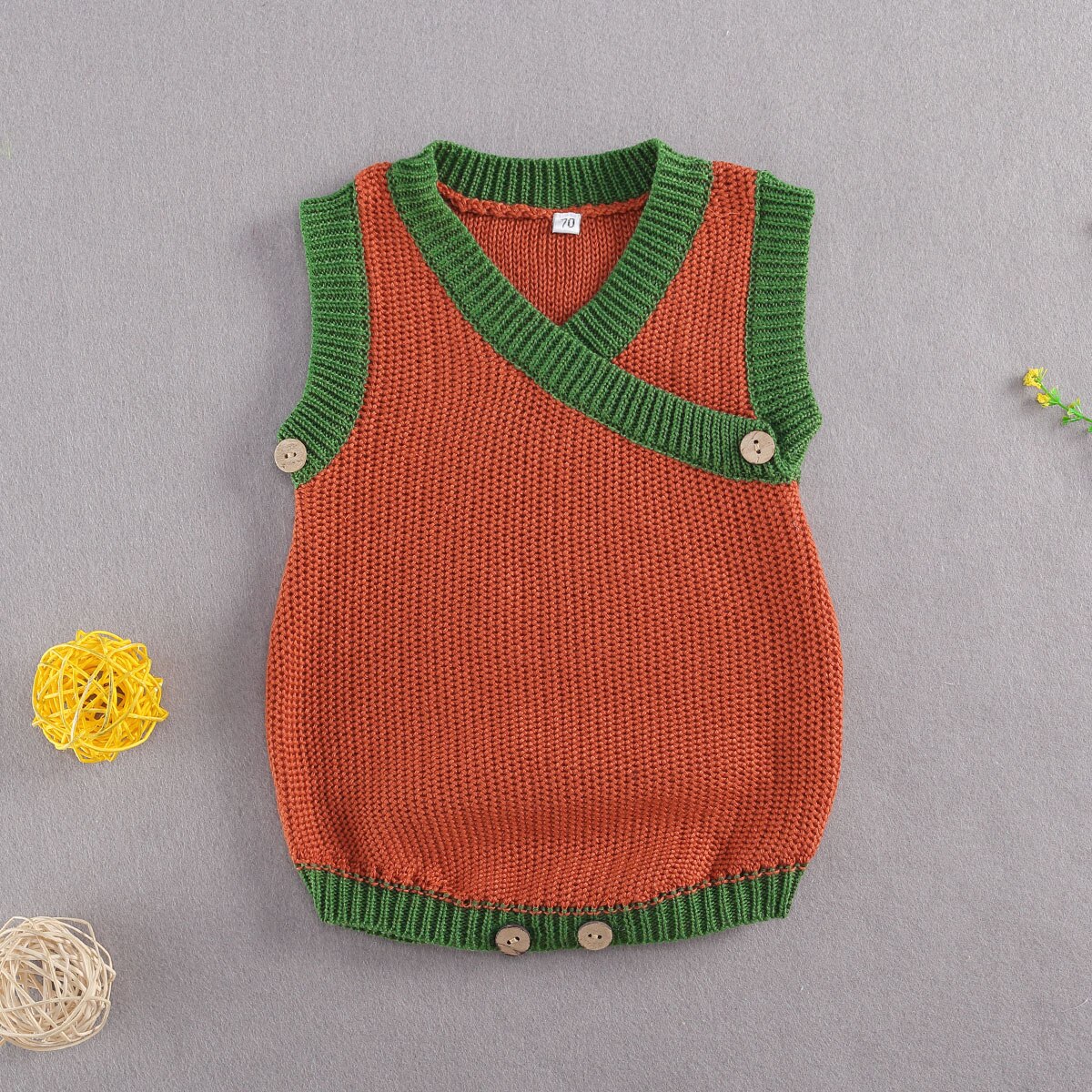 Winter Warm Kinderen Gebreide Vest Baby Vest Kids Trui Vest Voor Jongen Peuter Kinderen Kleding Fleece Jacket Mouwloze: Brick red / 6m