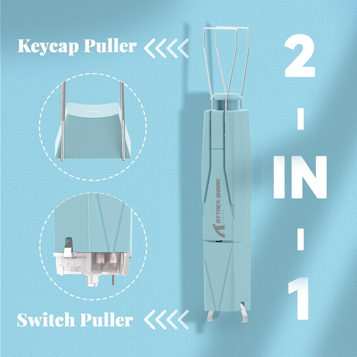 ATTACK SHARK-Extracteur de touches et interrupteur pour claviers de jeu mécaniques, polymérisation sans fil Keycap et dissolvant de commutateur, KS01, 2 en 1: Bleu