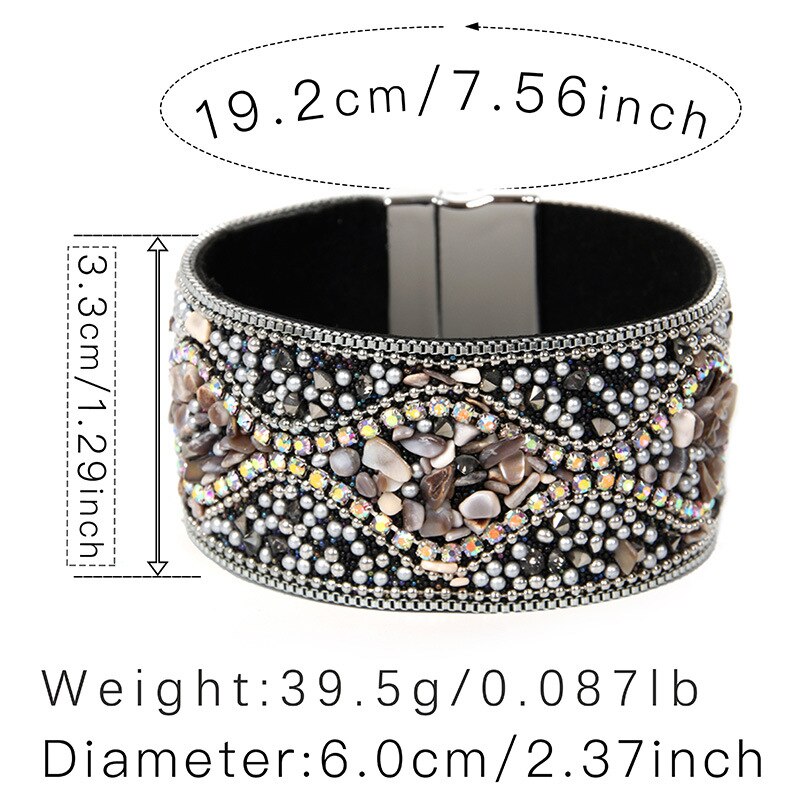 Bohemian Retro Dames Armband Punk Wind Turquoise Strass Handgemaakte Kralen Charm Vrouwelijke Armband Manchet Sieraden Vrouwelijke