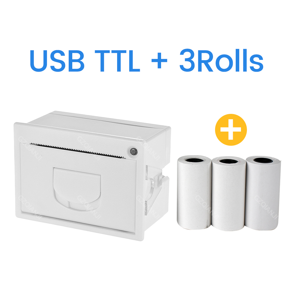 QR204 Mini Ingebed Printer Thermische Esc Pos Ontvangst Parallel Panel Printer Usb Ttl RS232 Kiosk Printer Barcode Arduino 2 Inch: TTL add 3Rolls
