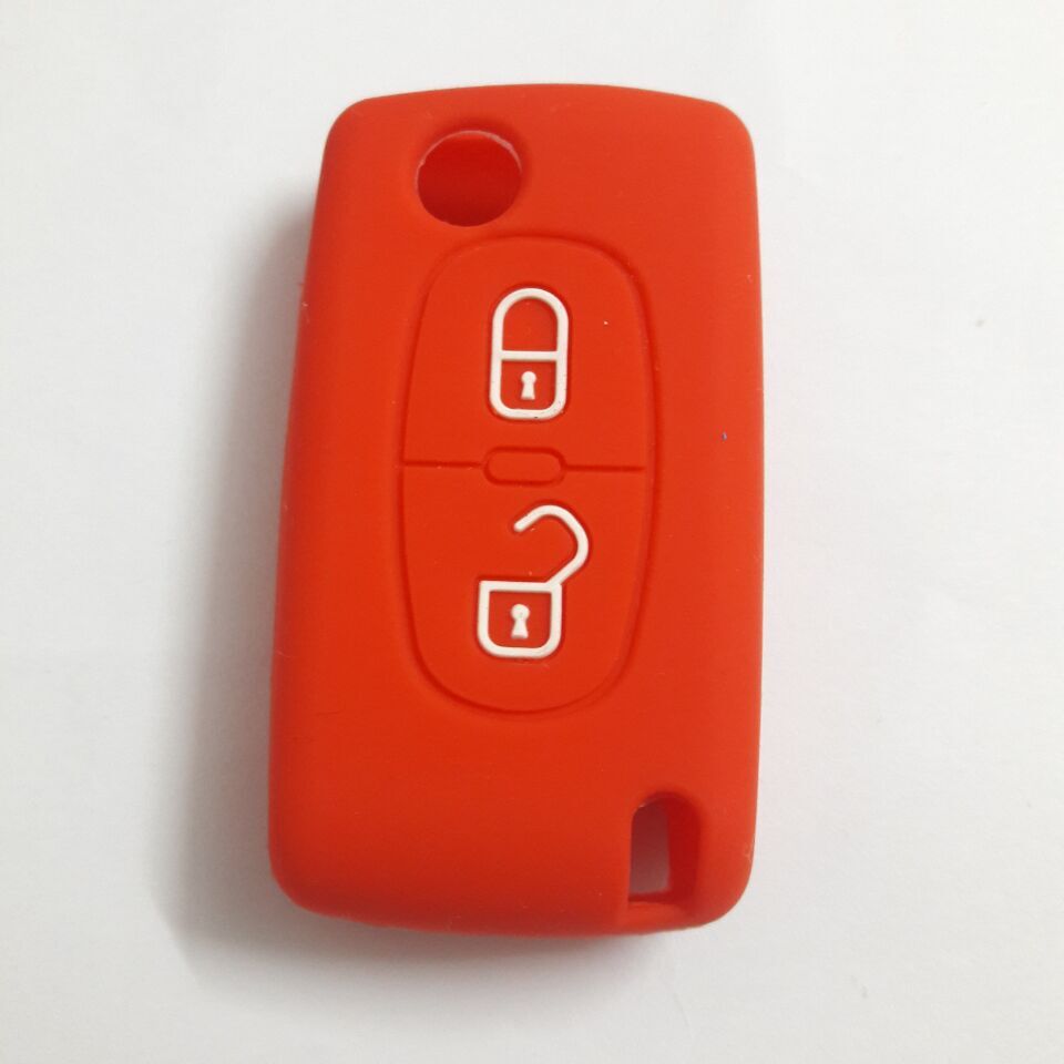 Flip Fob folding Remote Silicon Key Case For Peugeot 306 407 807 Partner Citroen C2 C3 C4 C6 Berlingo Remote fob Case 2 Button: Red
