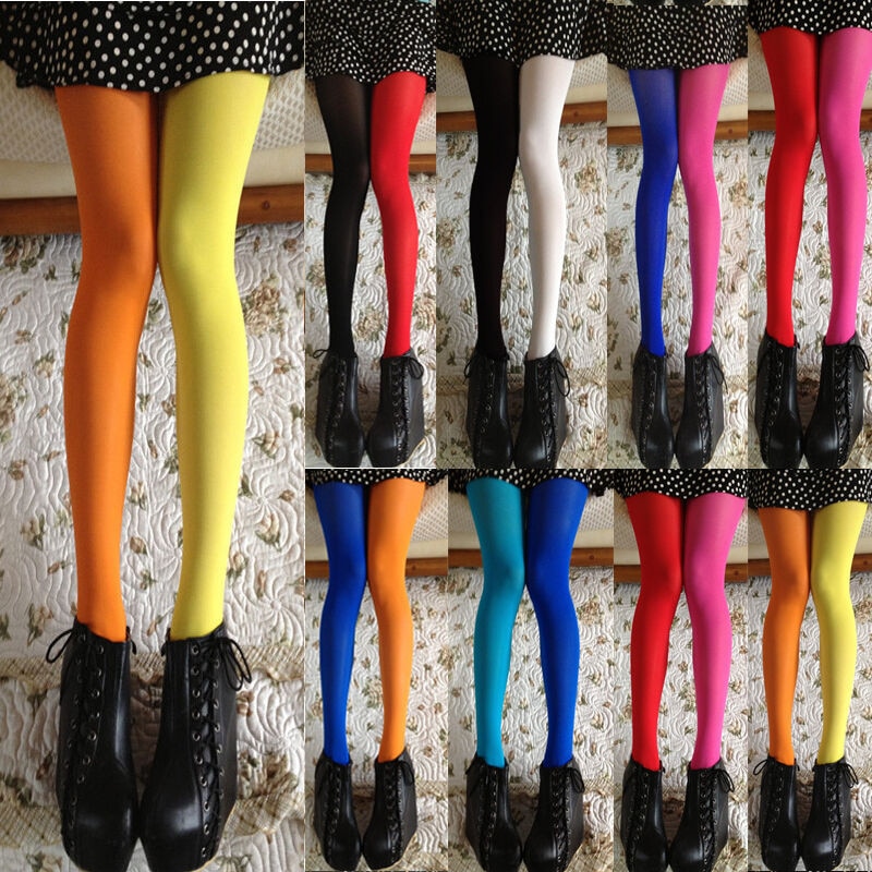 Women Patchwork Footed Tights Stretchy Pantyhose Stockings Elastic Two Color Silk Stockings Skinny Legs Collant Sexy Pantyhose