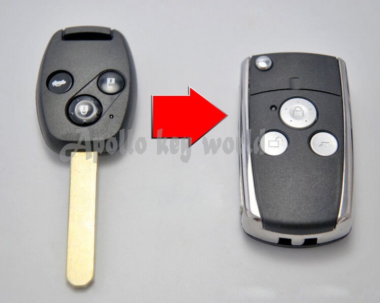 3 BUTTONS MODIFIED FLIP REMOTE KEY SHELL CASE FOR HONDA FIT PILOT CRV ACCORD CIVIC REPLACEMENT FOLDING KEY COVER KEYLESS FOB