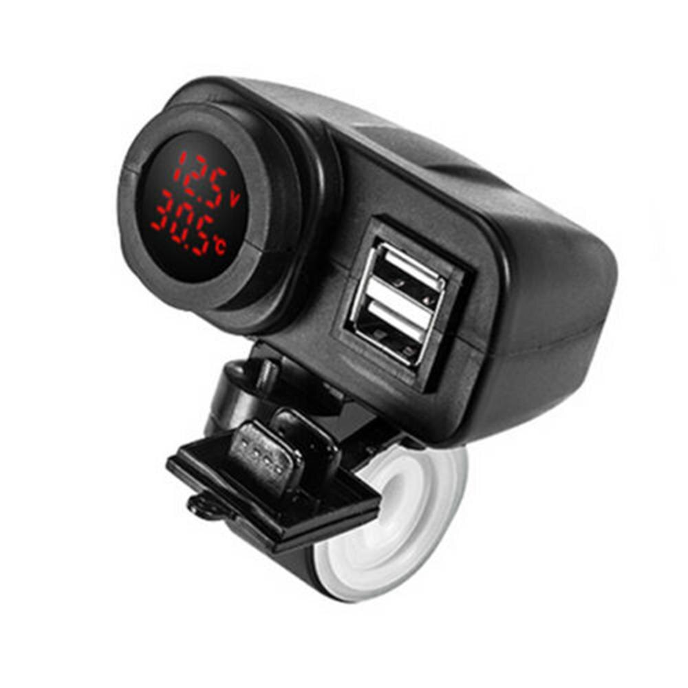 Dual USB Port 12V Waterproof Motorcycle Handlebar Quick Charger with Voltmeter On Off Switch Quick CSV: Default Title