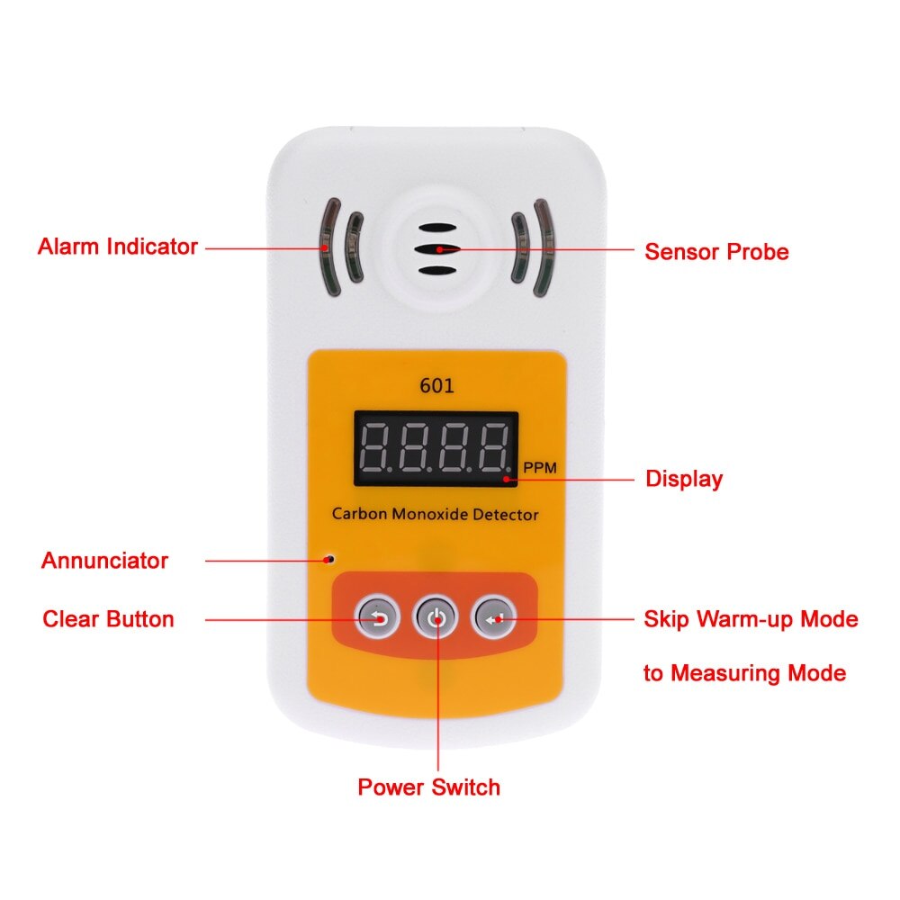 Draagbare gas detector voor koolmonoxide (CO) gas Mini CO gas analyzer gas meter met Geluid en Licht Alarm lek detector