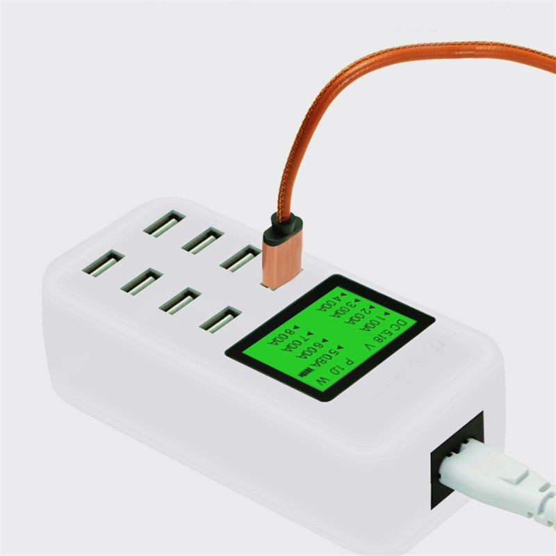 USB Lader Draagbare Multi Usb-poort Snellader 8 Port USB Socket Snelle Lader met Lcd-scherm voor Smart Mobiele telefoon