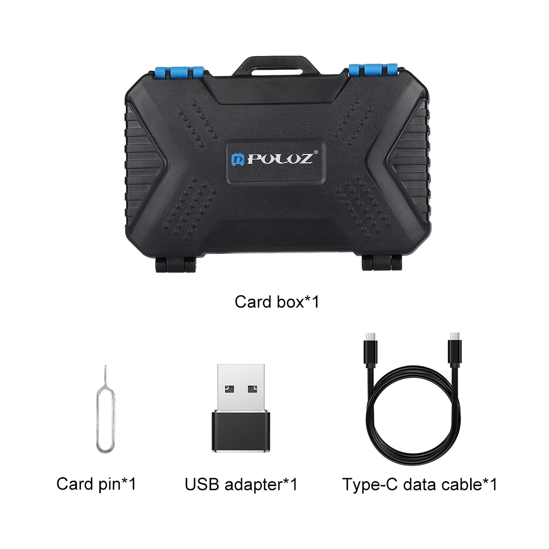 PULUZ Card Reader + 22 in 1 Memory Card Case for 1Standard SIM + 2Micro-SIM + 2Nano-SIM + 3CF + 7SD + 6TF + 1CARD PIN: Default Title