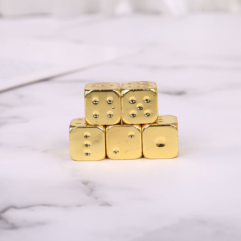 5pcs 13mm Metal Dice Goud/Zilver Massief Zware Dobbelstenen Bar Night Club Party Drinken DND Spel Dobbelstenen