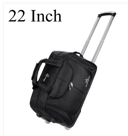 Rejsetrolley rygsække tasker dobbelt brug bagage tasker til rejse laptop trolley rygsæk til kvinder business rullende bagage taske: 22 tommer sort