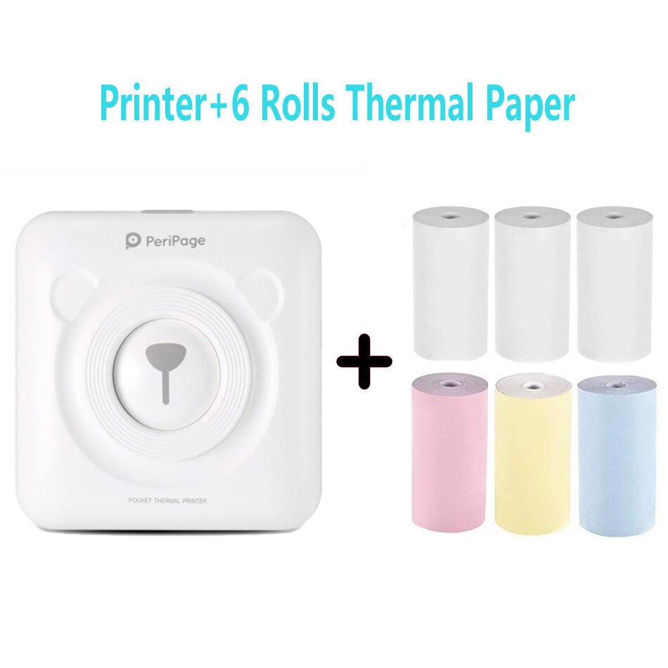 Mini POS Portable Printer Pocket Mobile Thermal Bluetooth 58mm Mini Wireless POS Thermal Photo Printer for Android iOS Phone: W-6 Rolls Thermal