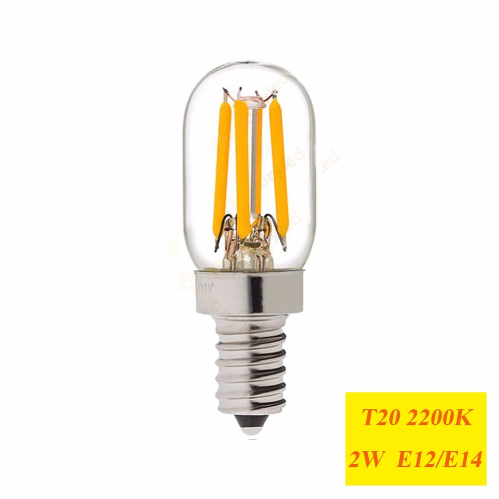 Grensk  t20 led glødetrådspære  g9 led 1w 2w e12 e14 110v 220v varm 2200k varm hvid 2700k dæmpbare lysekrone led vintage lys