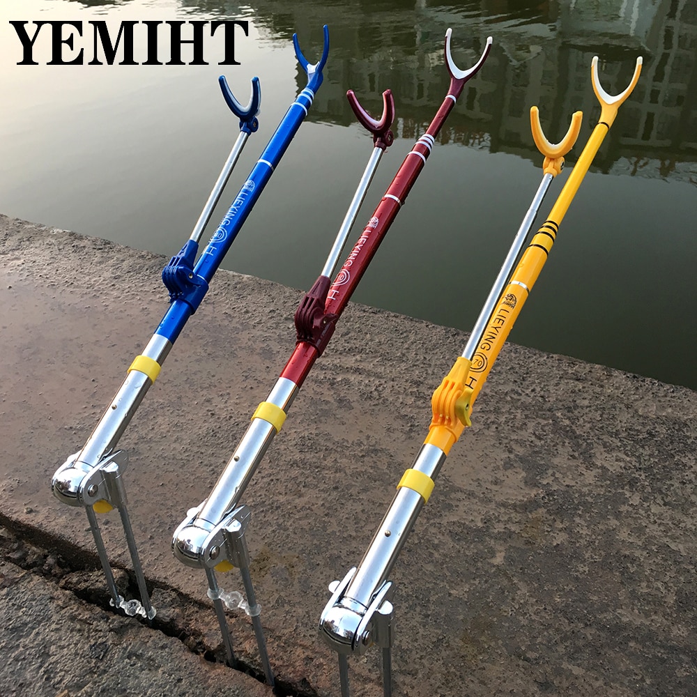 Iemiht vara de pesca de pé, suporte para varas de pesca, fibra de carbono, ajustável, telescópica, ferramenta de pesca, 1.7/2.1/2.4m