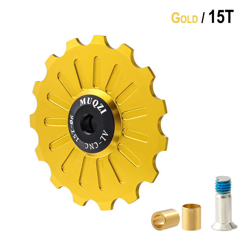 11 12 13 14 15 16 17t dentes liga de alumínio rolamento cerâmico mtb estrada mountain bike desviador traseiro guia polia roda: Luz amarela